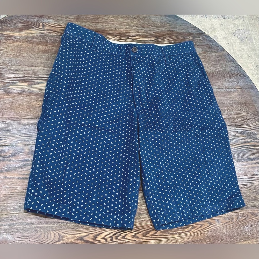 Mens Dockers “Perfect Short” Navy Anchor Classic Fit Flat Front Shorts - Sz 32